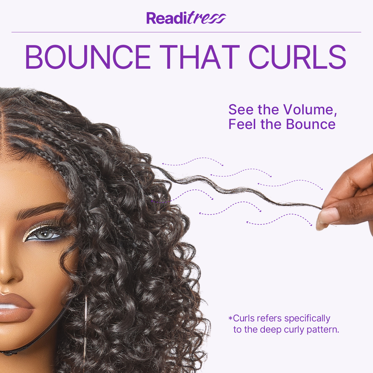 Readitress™ Boho Braids Deep Curly Glueless 5x5 Closure Lace with Braided Top Human Hair Wig Pre-Cut Lace