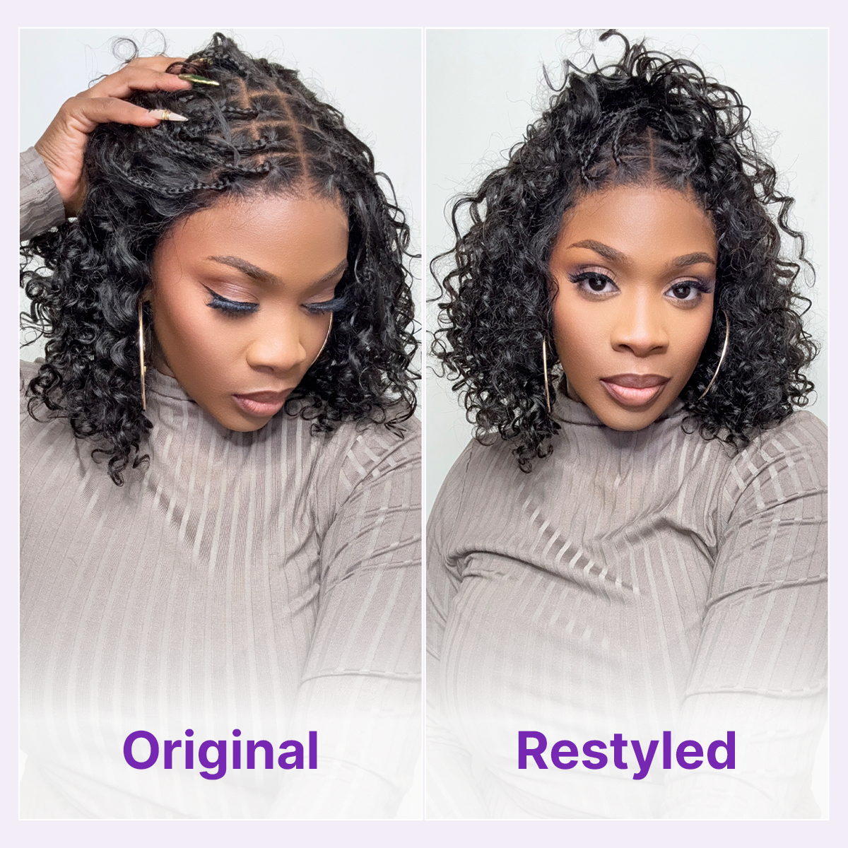 Readitress™ Boho Braids Deep Curly Glueless 5x5 Closure Lace with Braided Top Human Hair Wig Pre-Cut Lace