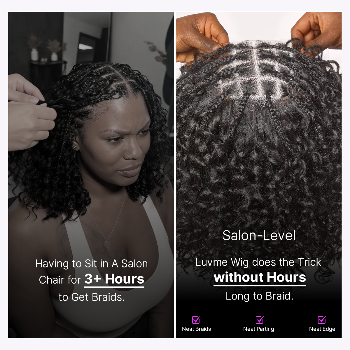 Readitress™ Boho Braids Deep Curly Glueless 5x5 Closure Lace with Braided Top Human Hair Wig Pre-Cut Lace