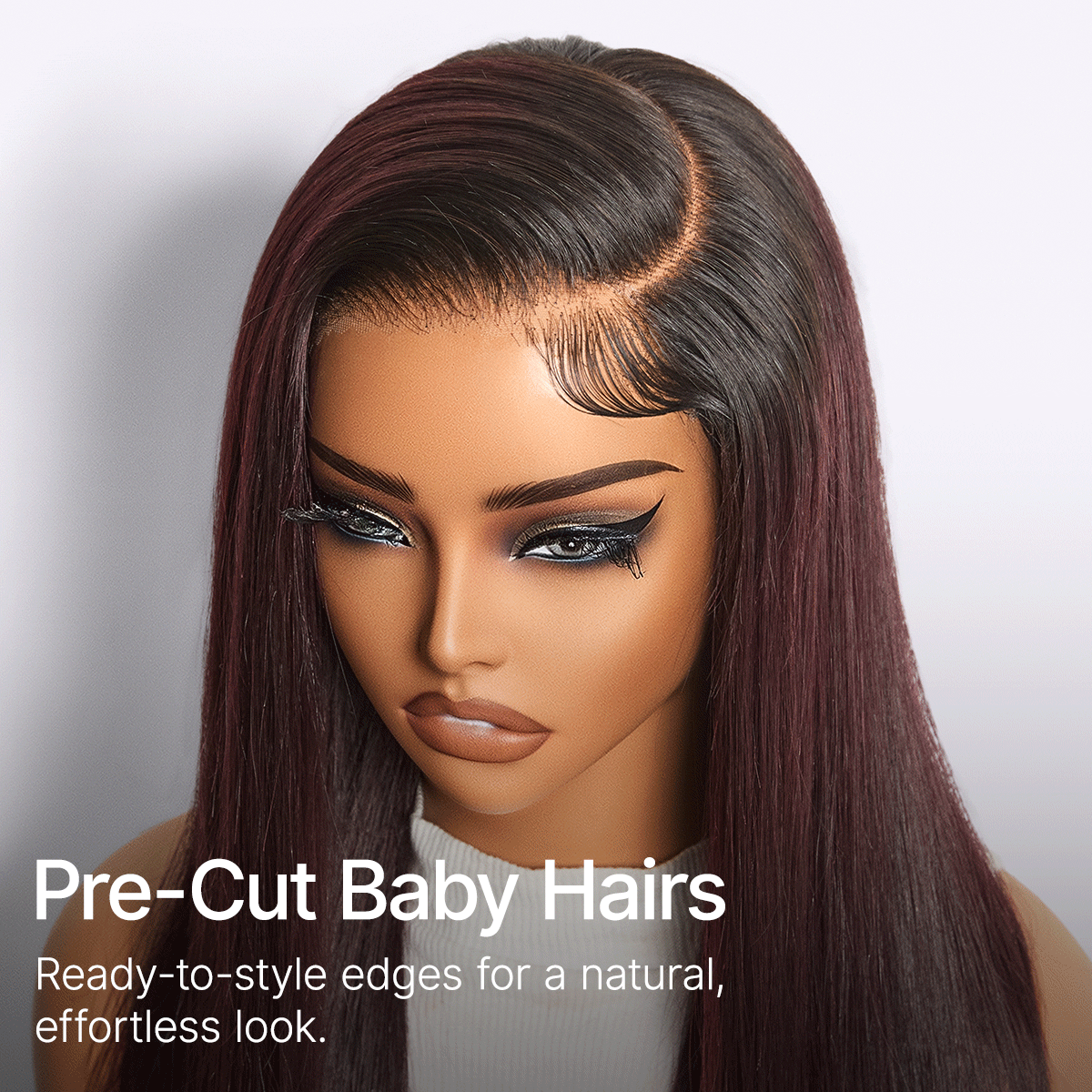 Luvme All-Day Comfort Wig 180% Density Rich Dark Plum Bone Straight with Baby Hair PartingMax Glueless 7x6 Closure HD Lace Wig Pre-Cut Lace