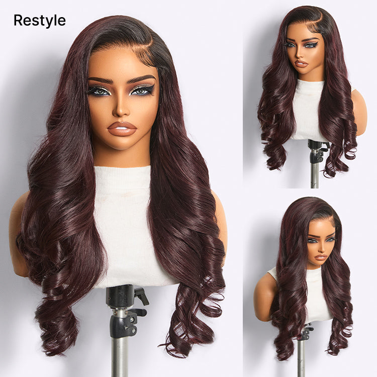 Luvme All-Day Comfort Wig 180% Density Rich Dark Plum Bone Straight with Baby Hair PartingMax Glueless 7x6 Closure HD Lace Wig Pre-Cut Lace