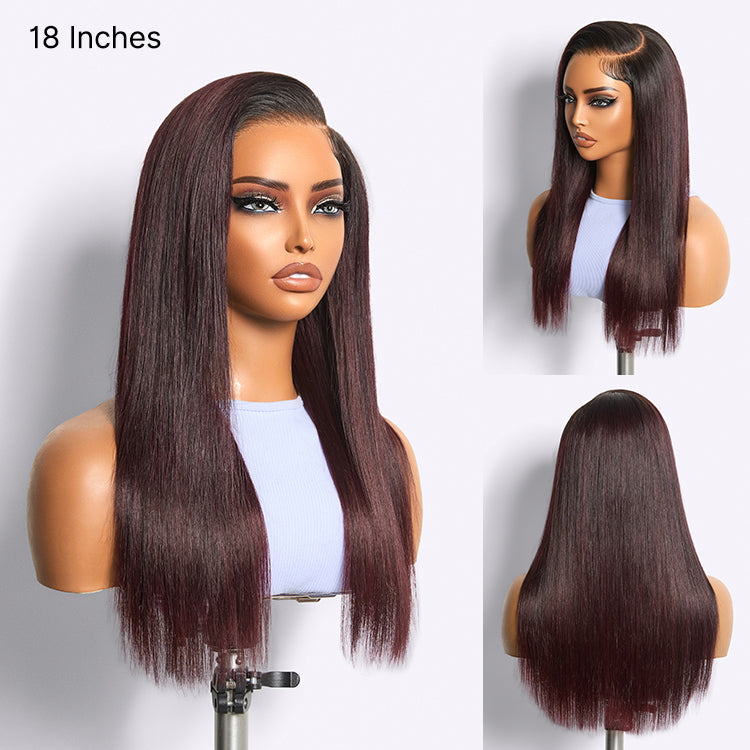 Luvme All-Day Comfort Wig 180% Density Rich Dark Plum Bone Straight with Baby Hair PartingMax Glueless 7x6 Closure HD Lace Wig Pre-Cut Lace