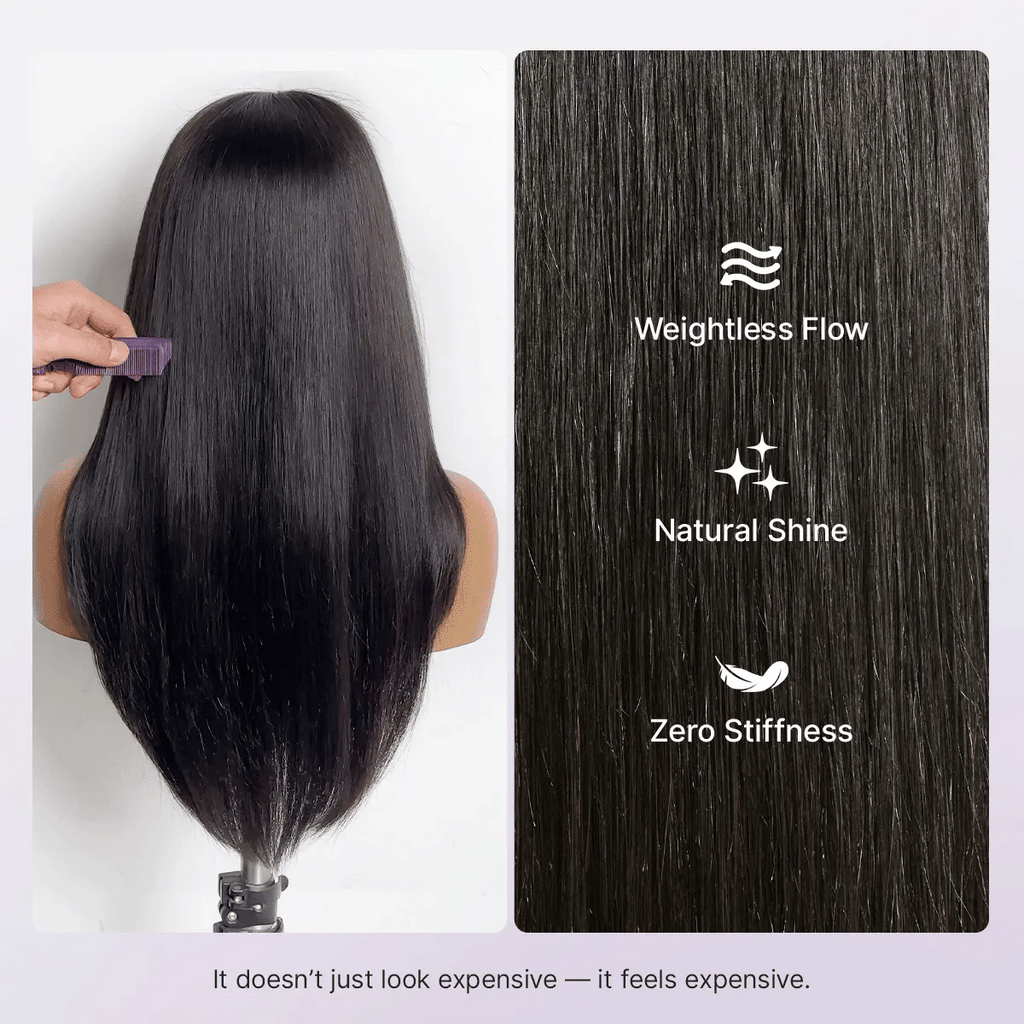 PreMax Super Natural Hairline Face-Framing Layered Cut Silky Straight Glueless 13x4 Frontal Lace Wig Human Hair Pre-Cut Lace