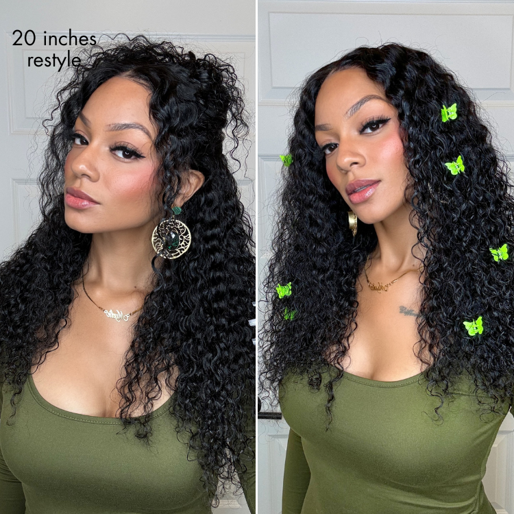 PreMax 180% / 250% Density Water Wave Glueless Flexi-Fit Drawstring 13x4 Frontal Lace Fluffy Curly Wig Pre-Cut Lace