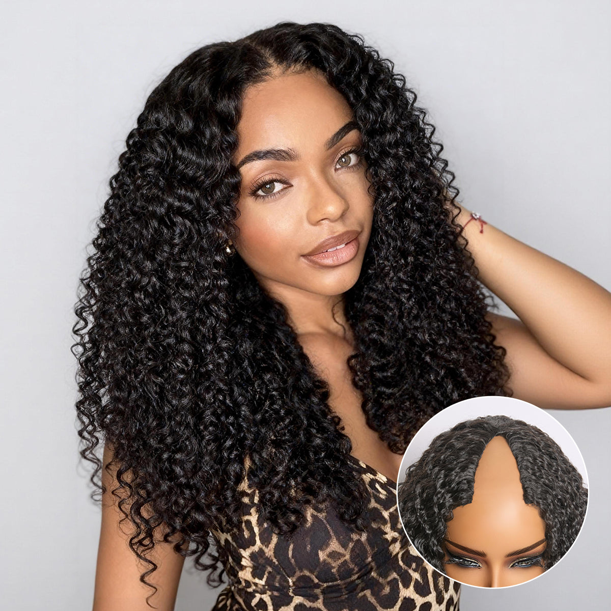 True Scalp Burmese Curly V Part Glueless Human Hair Wig Flexi-Fit Drawstring