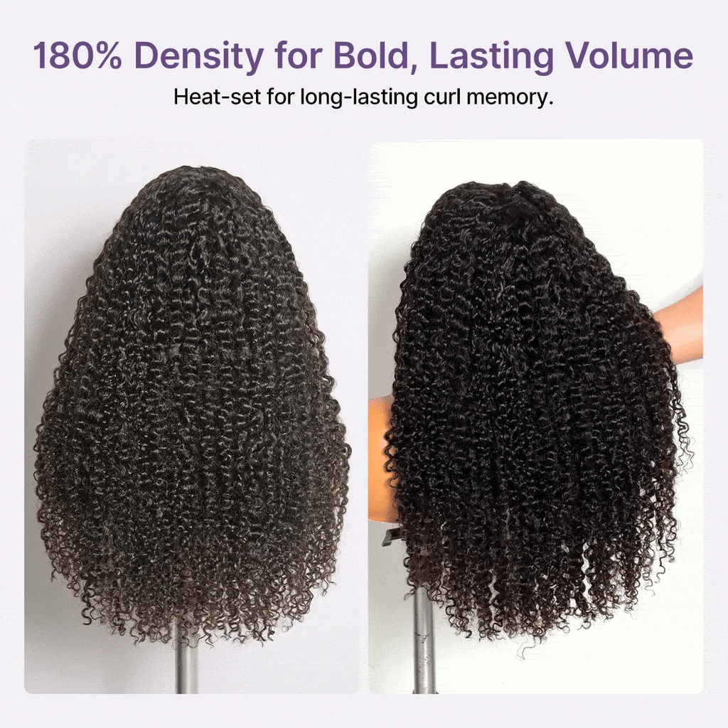 True Scalp Burmese Curly V Part Glueless Human Hair Wig Flexi-Fit Drawstring