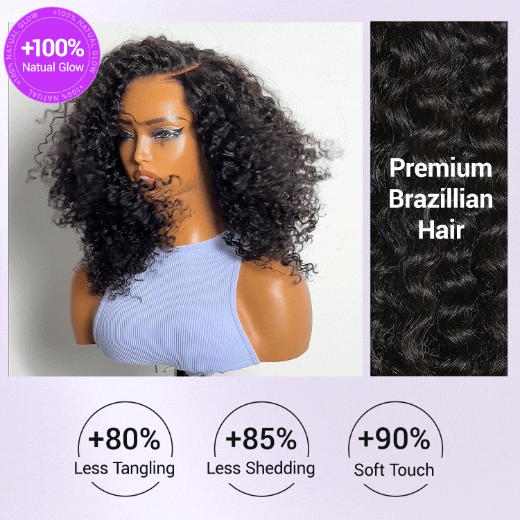 180% Density Kinky Curly PartingMax Glueless 7x6 Closure HD Lace Wig Pre-Cut Lace Flexi-Fit Drawstring Cap