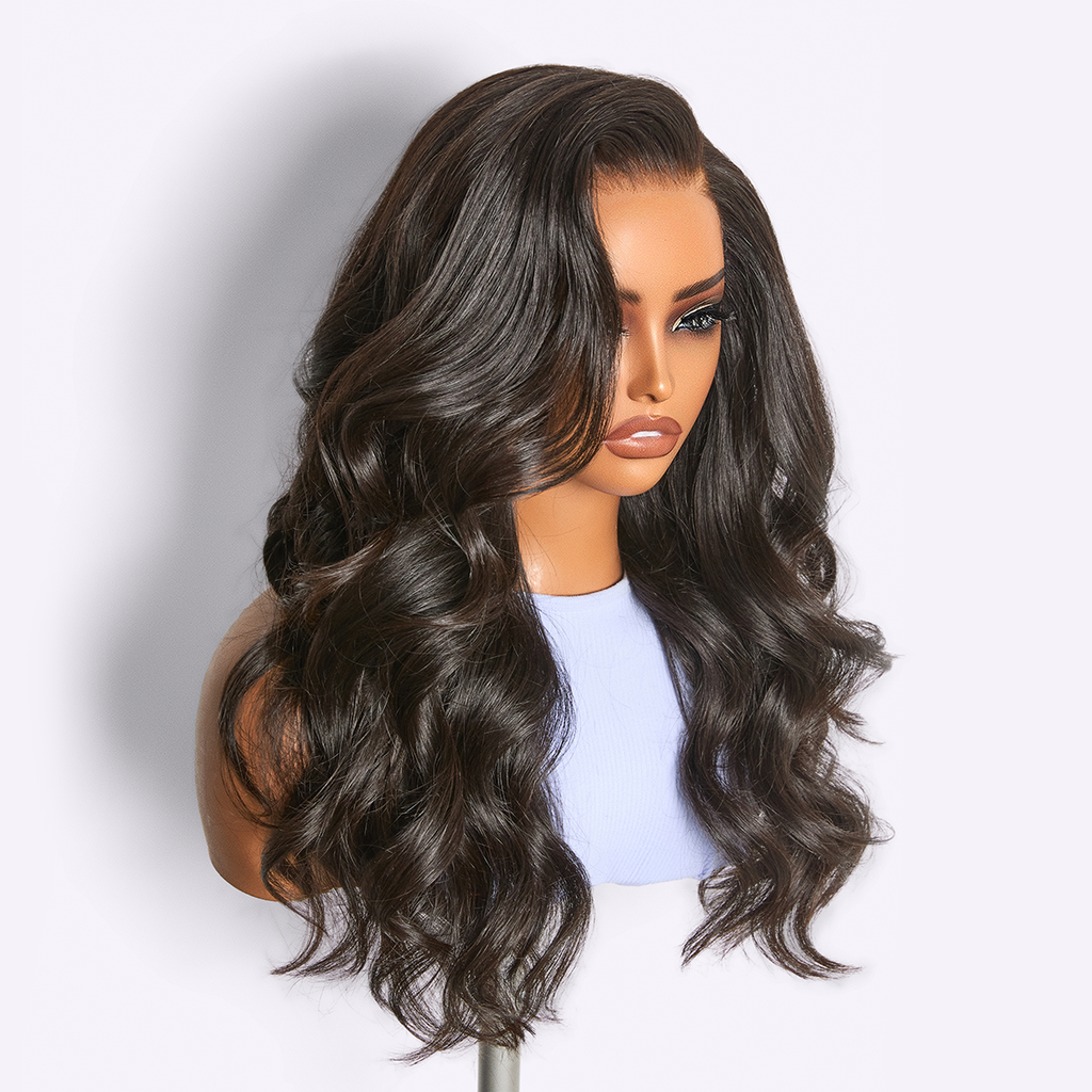 Vanessa | RawMagic - Natural Black Layered Cut Loose Body Wave Glueless 5x5 Closure HD Lace 100% Human Hair Wig