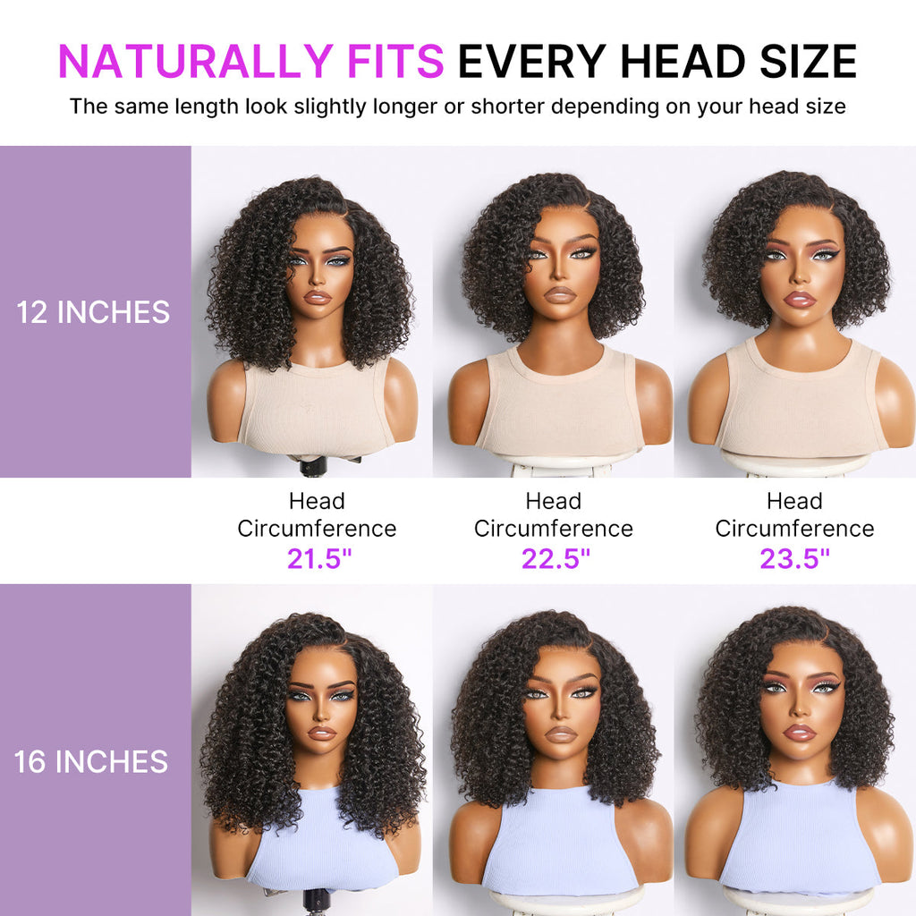 180% Density Kinky Curly PartingMax Glueless 7x6 Closure HD Lace Wig Pre-Cut Lace Flexi-Fit Drawstring Cap
