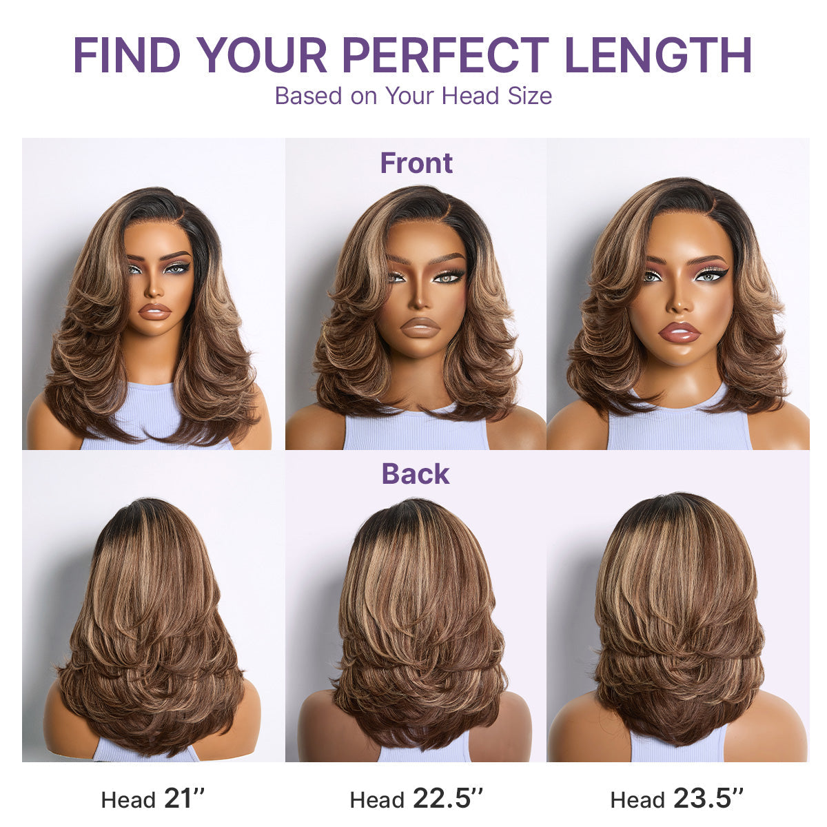 Caramel Brown Highlight Layered Haircut Wavy Glueless HD Minimalist Lace Wig Pre-Cut