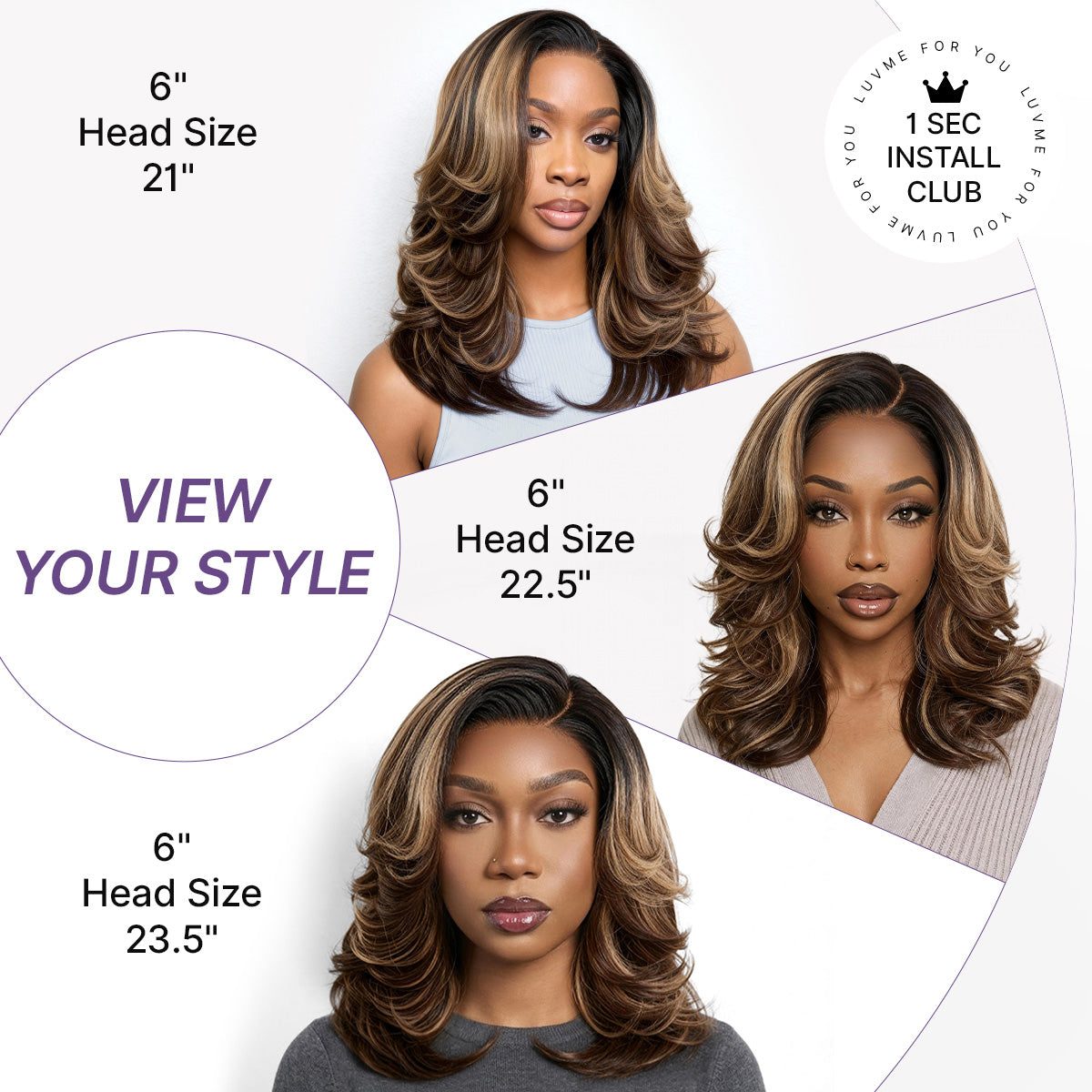 Caramel Brown Highlight Layered Haircut Wavy Glueless HD Minimalist Lace Wig Pre-Cut