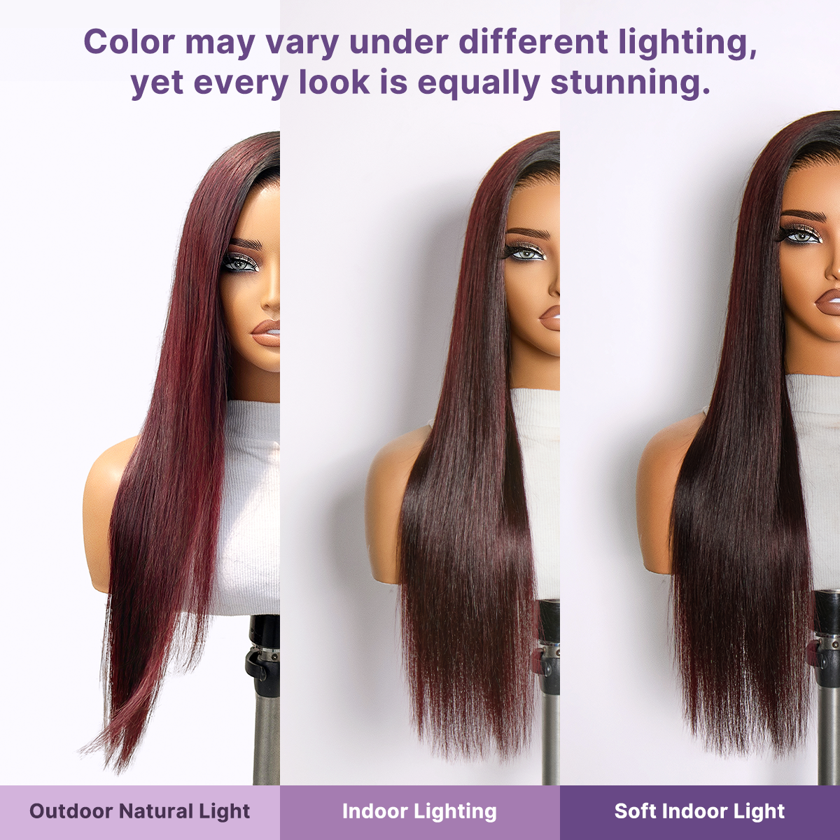 Luvme All-Day Comfort Wig 180% Density Rich Dark Plum Bone Straight with Baby Hair PartingMax Glueless 7x6 Closure HD Lace Wig Pre-Cut Lace