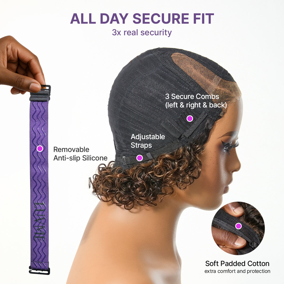 New Customers Only | Brown Highlight / Natural Black Water Wave Pixie Cut Glueless Minimalist HD Lace Short Curly Wig