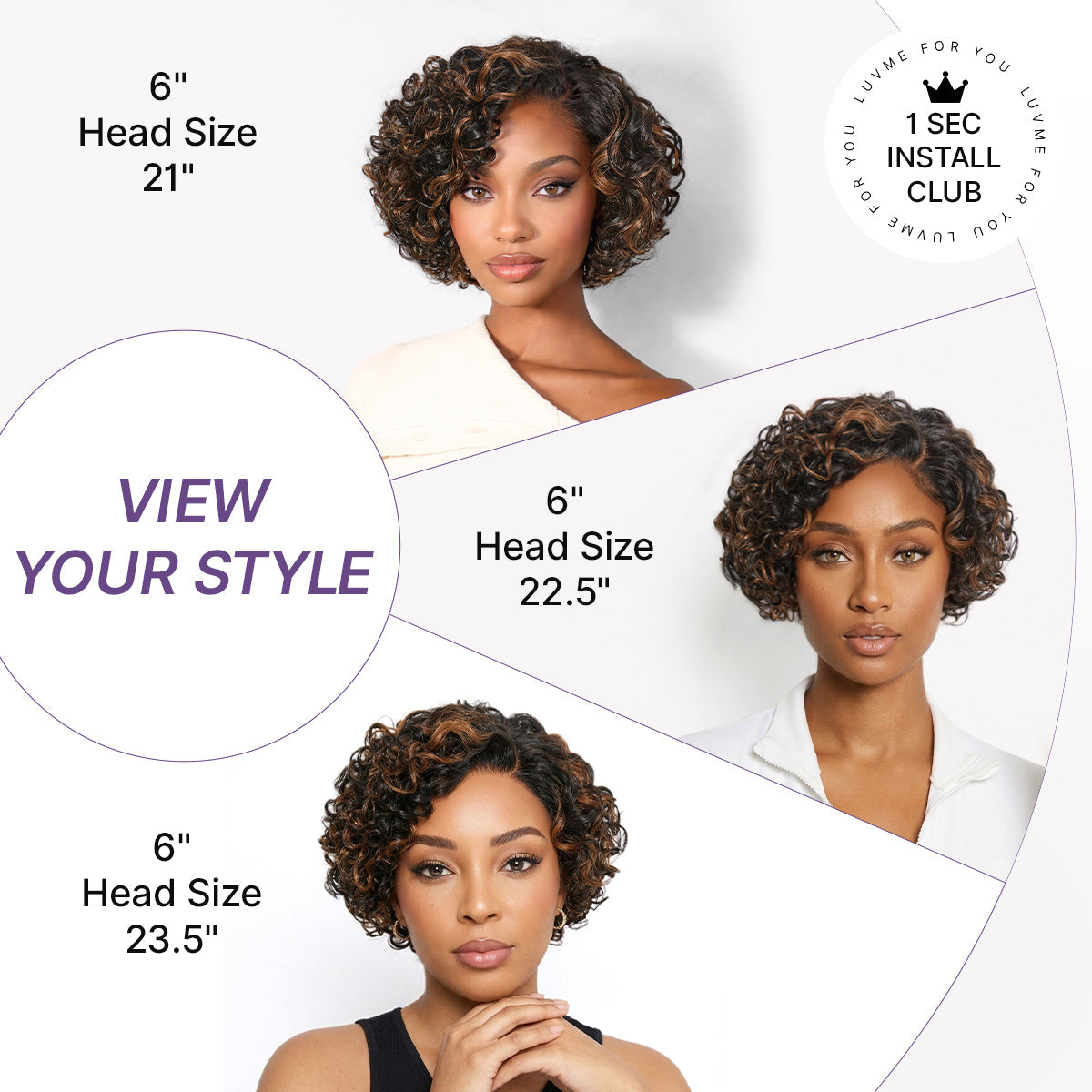 New Customers Only | Brown Highlight / Natural Black Water Wave Pixie Cut Glueless Minimalist HD Lace Short Curly Wig