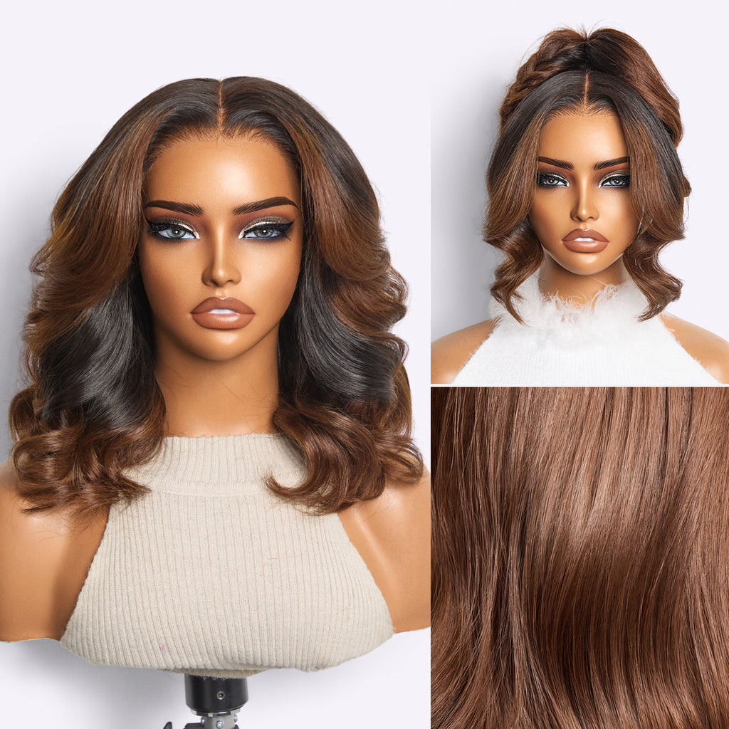 Luvme All-Day Curl Hold™ Premier Grade Hair Ombre Brown Body Wave CuticleAlign™ PartingMax Glueless 7x6 HD Lace Wig Pre-Cut Lace