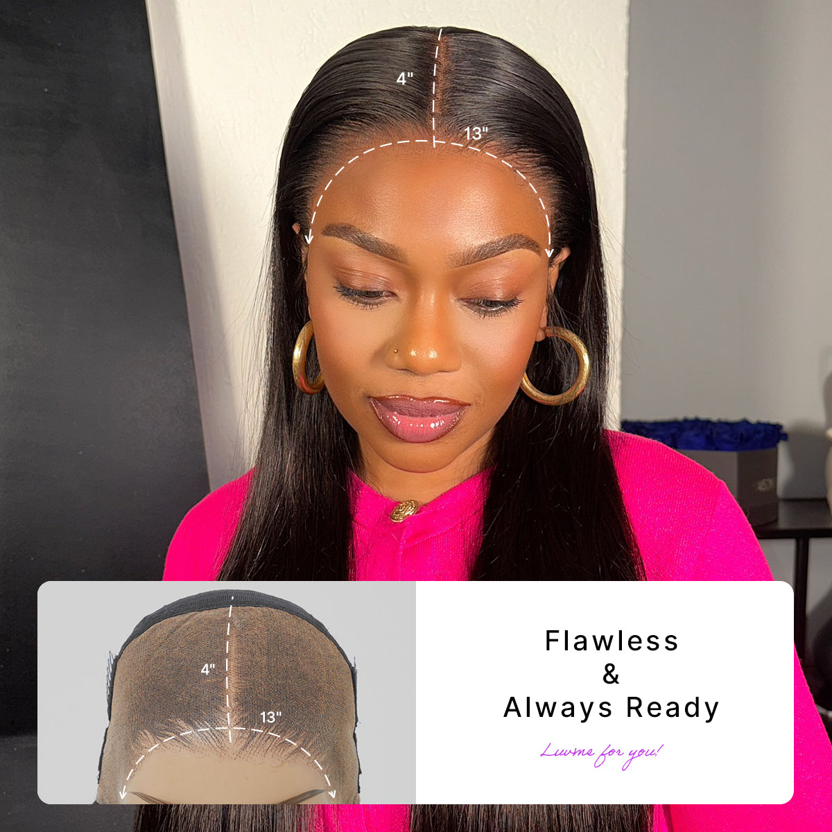 Special Offer | PreMax Wigs | Super Natural Hairline Silky Straight Glueless 13x4 Frontal Lace Wig Human Hair Pre-Cut Lace