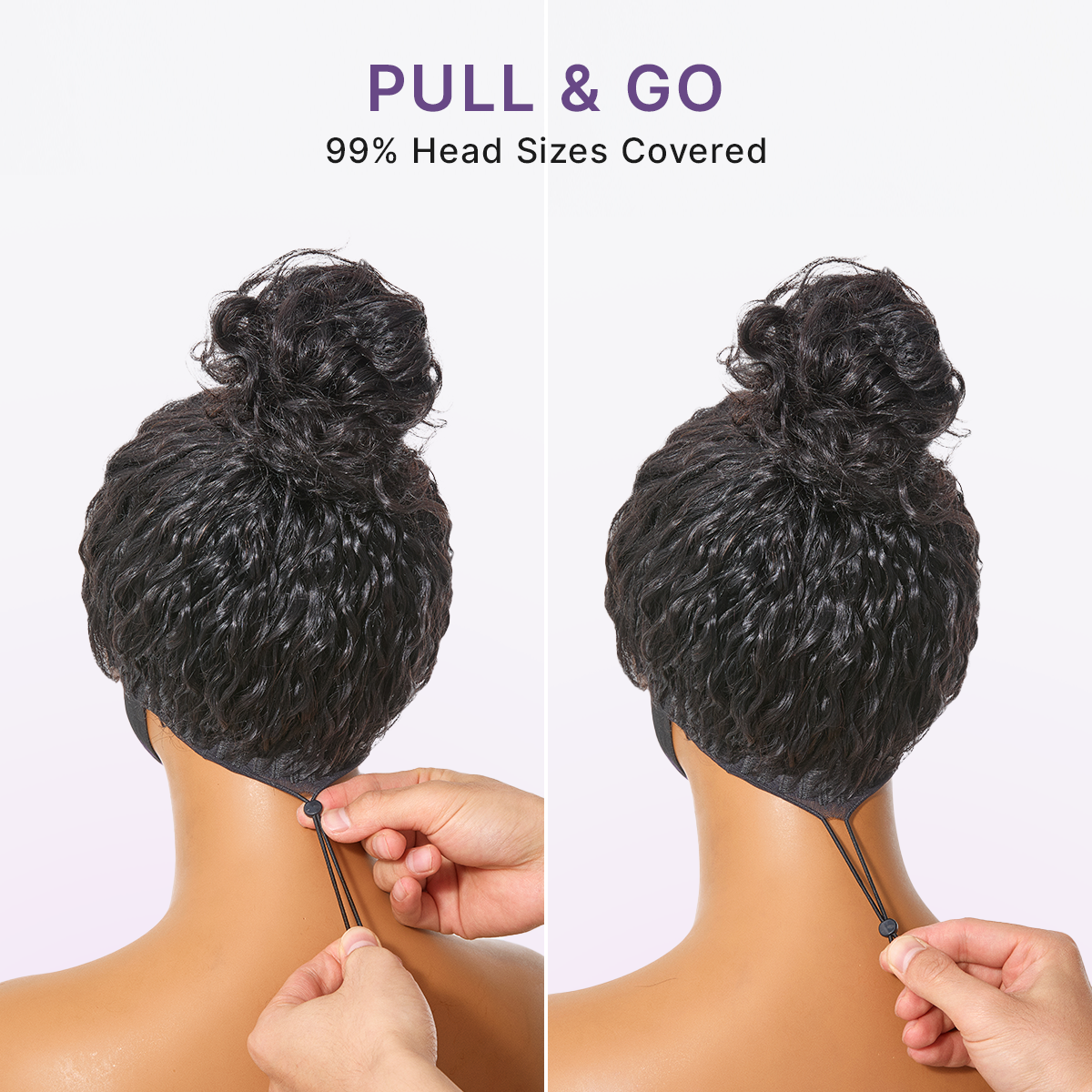 PreMax 180% / 250% Density Water Wave Glueless Flexi-Fit Drawstring 13x4 Frontal Lace Fluffy Curly Wig Pre-Cut Lace