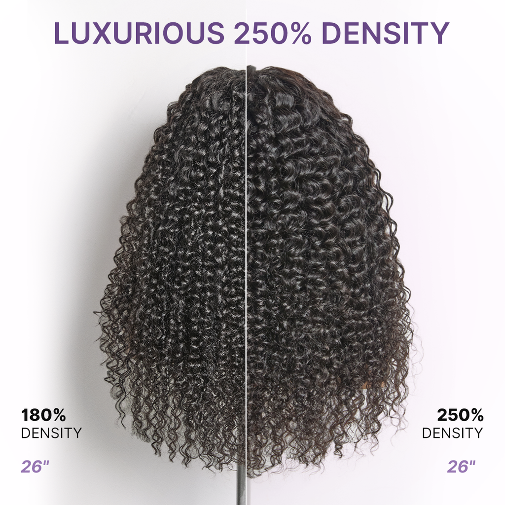 PreMax 180% / 250% Density Water Wave Glueless Flexi-Fit Drawstring 13x4 Frontal Lace Fluffy Curly Wig Pre-Cut Lace