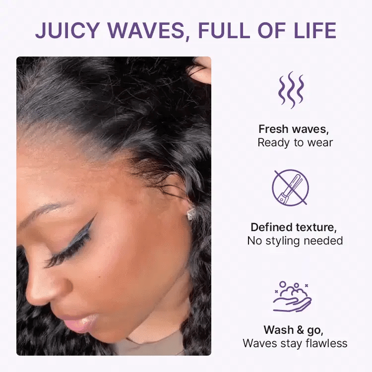 PreMax 180% / 250% Density Water Wave Glueless Flexi-Fit Drawstring 13x4 Frontal Lace Fluffy Curly Wig Pre-Cut Lace