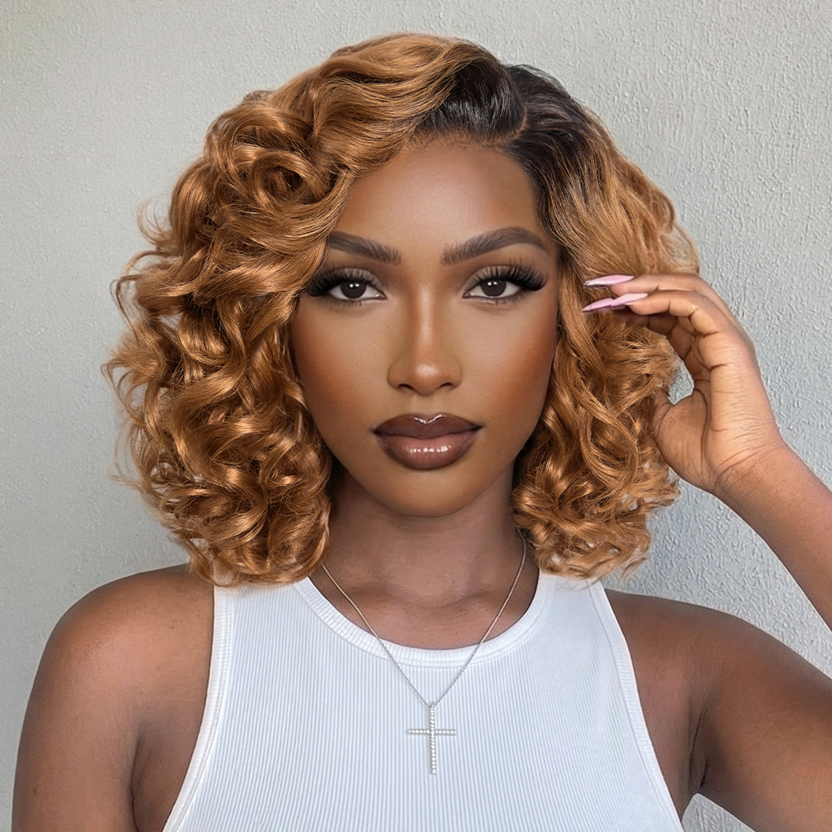 Dark Root Ombre Brown Mature Bouncy Loose Wave Glueless Minimalist HD Lace Wig Ready to Go