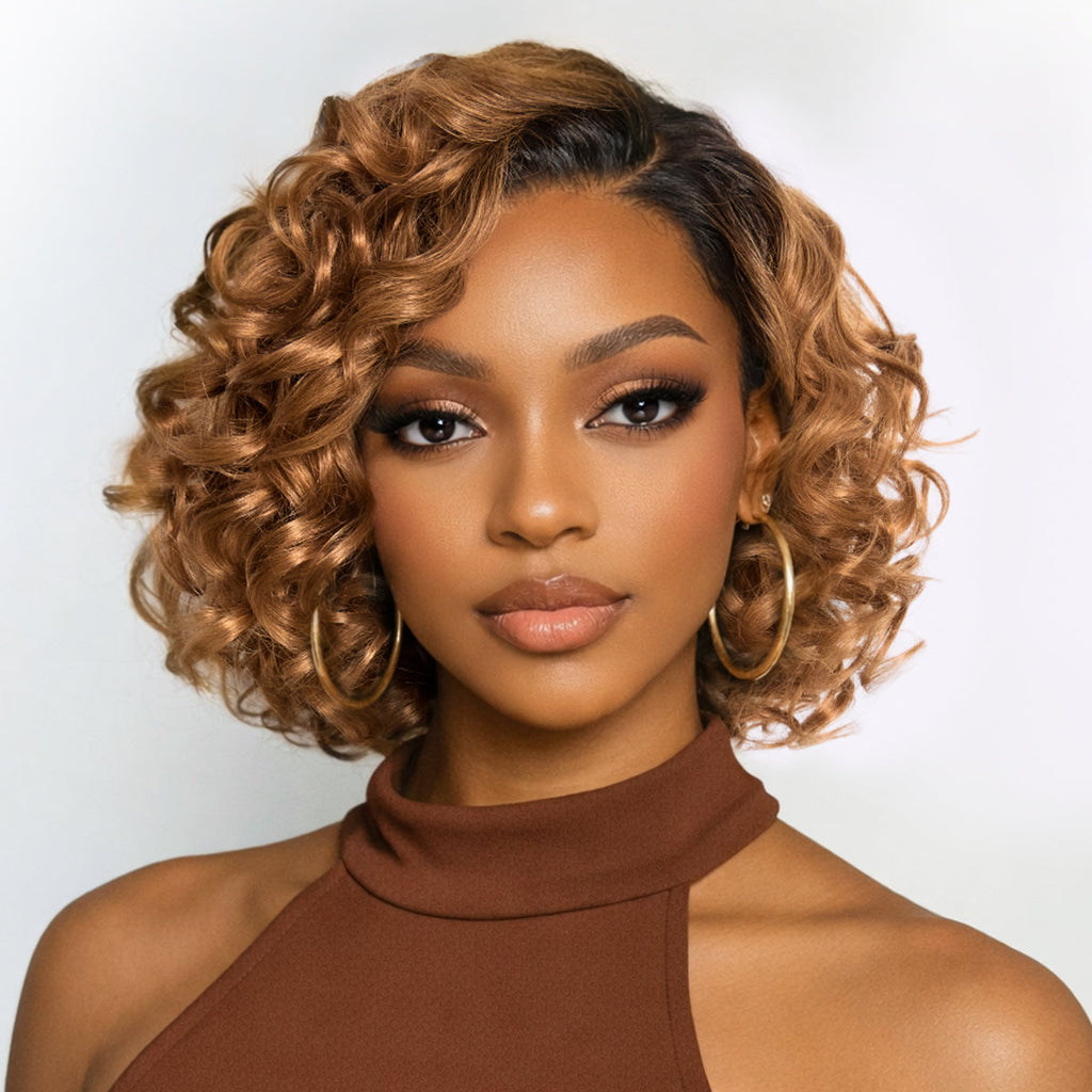 Dark Root Ombre Brown Mature Bouncy Loose Wave Glueless Minimalist HD Lace Wig Ready to Go