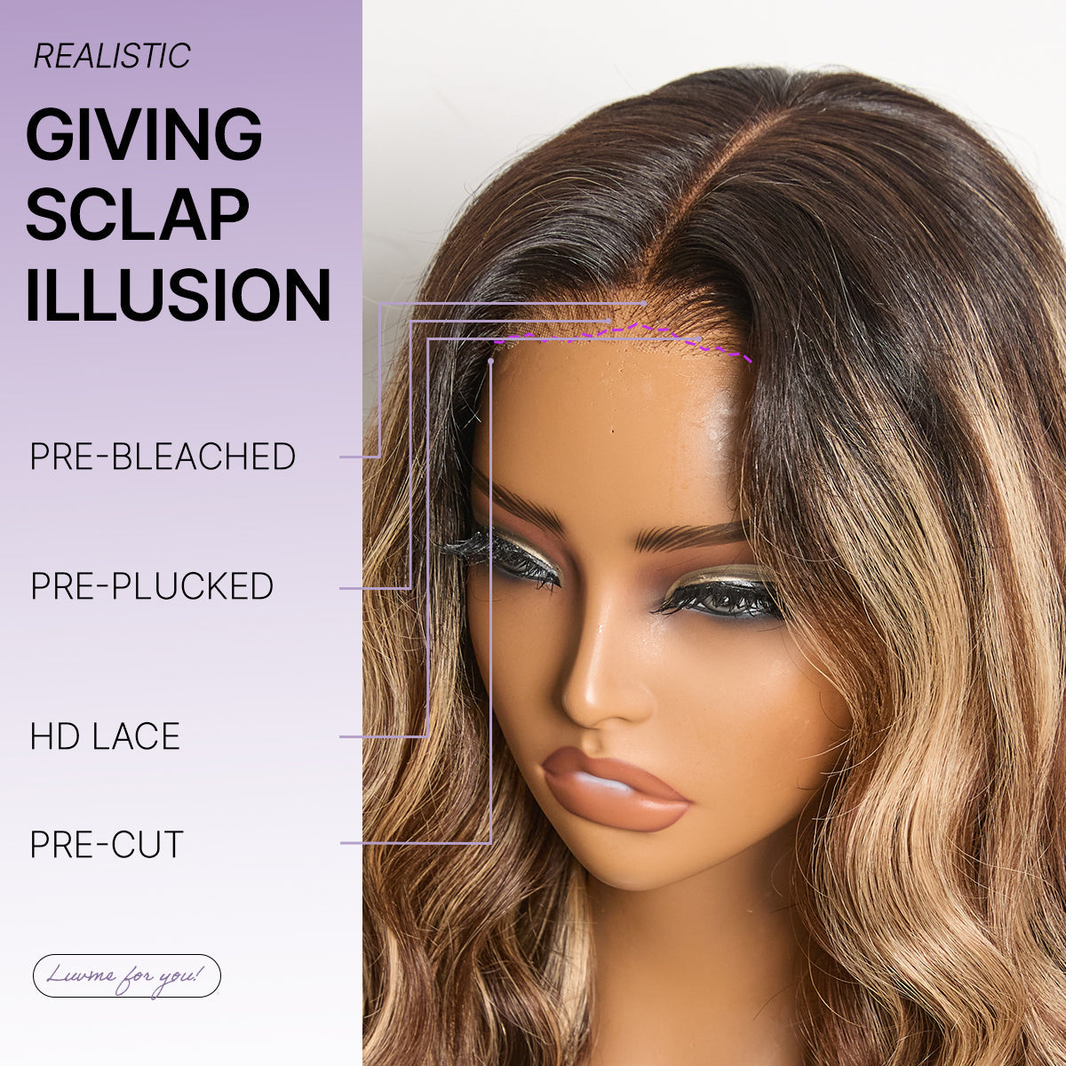 Luvme All-Day Comfort Wig 180% Density PartingMax Glueless 7x6 Closure HD Lace Blonde Highlight Loose Wave Wig Pre-Cut Lace