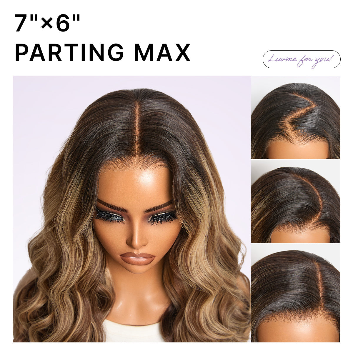 Luvme All-Day Comfort Wig 180% Density PartingMax Glueless 7x6 Closure HD Lace Blonde Highlight Loose Wave Wig Pre-Cut Lace