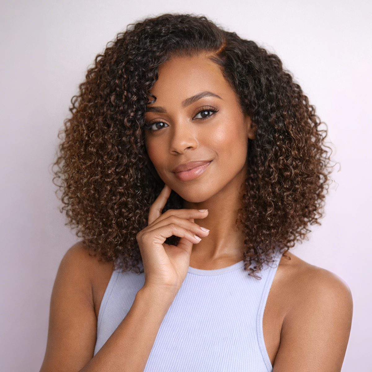 Wear & Go Ombre Brown Fluffy Curly 180% Density Glueless 5x5 Closure HD Lace Wig Pre-Cut Lace