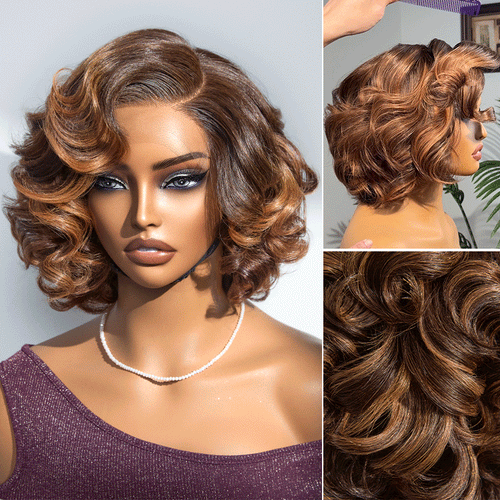 1 SEC INSTALL WIG | Mature Boss Brown Ombre Highlight / Natural Black Loose Wave Glueless Minimalist HD Lace Wig Pre-cut Lace