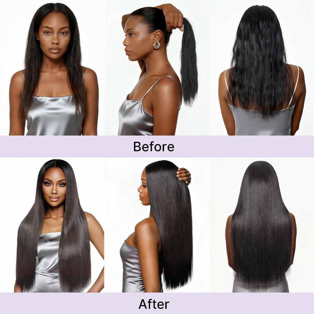 Silky Straight 0.59mm Zero Trace Invisible Clip in Hair Extensions 100g 7pcs / 6pcs Seamless Blend & Lightweight for Daily Styling