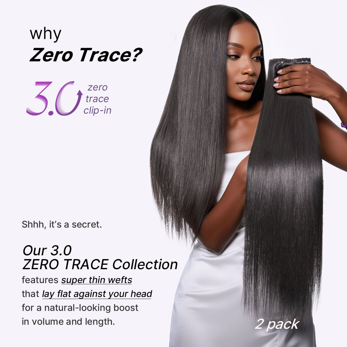 Silky Straight 0.59mm Zero Trace Invisible Clip in Hair Extensions 100g 7pcs / 6pcs Seamless Blend & Lightweight for Daily Styling