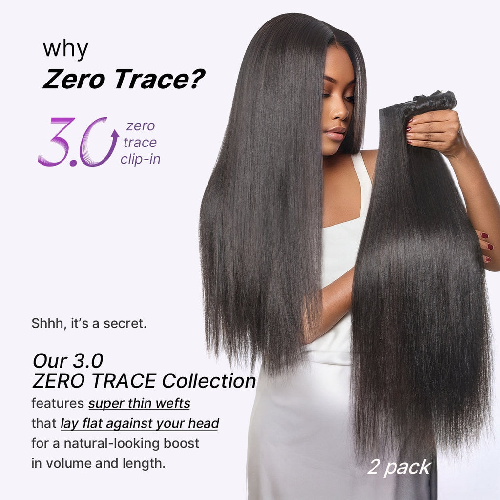 Yaki Straight 0.59mm Zero Trace Invisible Clip in Hair Extensions 100g 7pcs / 6pcs Seamless Blend & Lightweight for Daily Styling