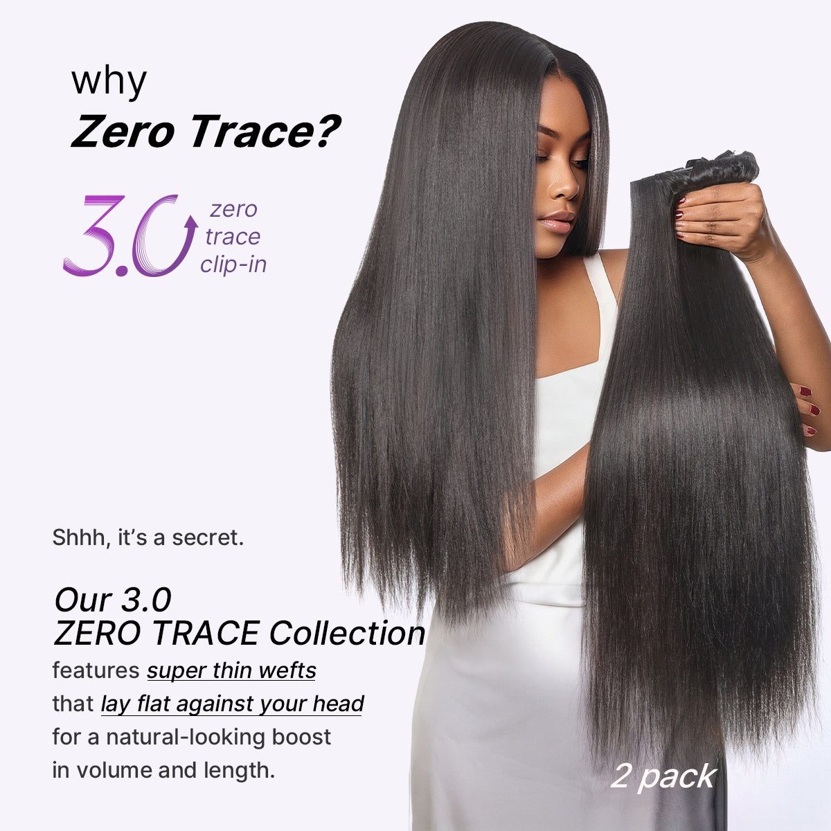 Yaki Straight 0.59mm Zero Trace Invisible Clip in Hair Extensions 100g 7pcs / 6pcs Seamless Blend & Lightweight for Daily Styling