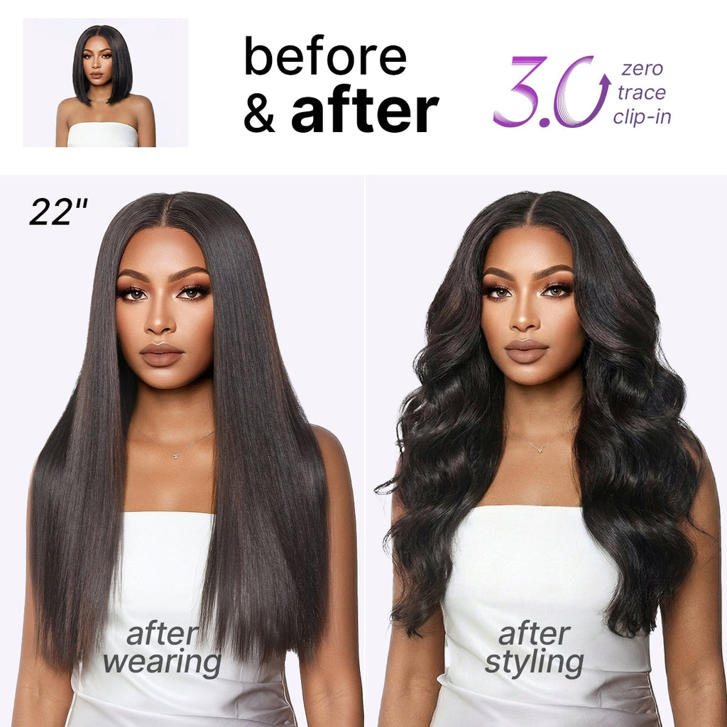 Yaki Straight 0.59mm Zero Trace Invisible Clip in Hair Extensions 100g 7pcs / 6pcs Seamless Blend & Lightweight for Daily Styling