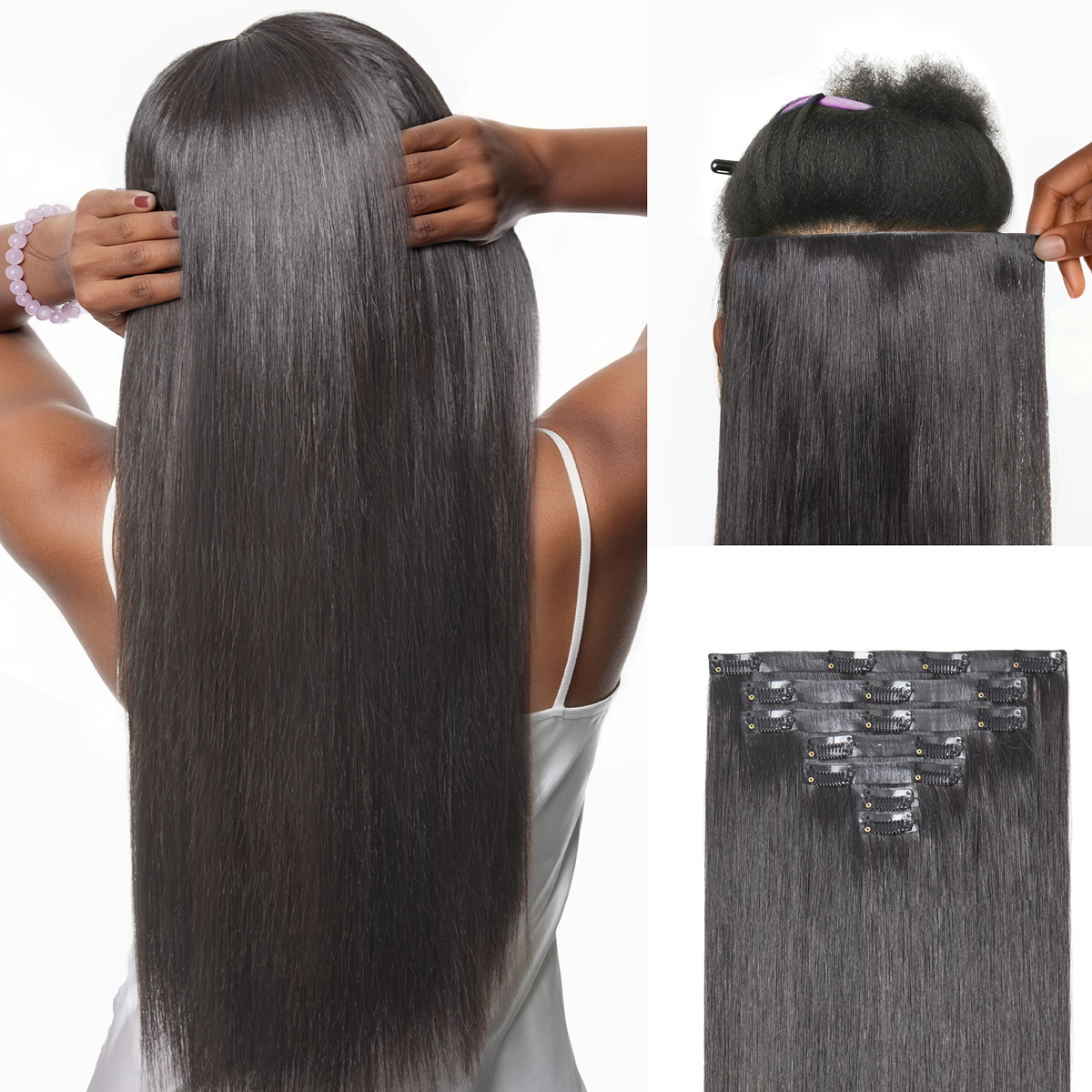 Silky Straight 0.59mm Zero Trace Invisible Clip in Hair Extensions 100g 7pcs / 6pcs Seamless Blend & Lightweight for Daily Styling