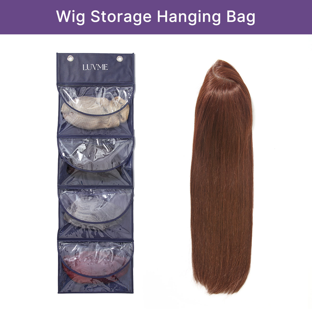 1pc / 2pcs LUVME 4-Pack Purple Wig Storage Bags, Dust-Proof Hair Extension Carriers | Add-on Item