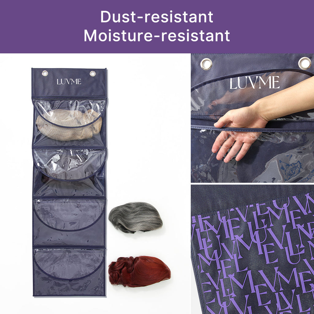 LUVME 4-Pack Purple Wig Storage Bags, Dust-Proof Hair Extension Carriers