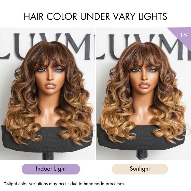 VIP ONLY | Luvme All-Day Comfort™ Wig 180% Density Ombre Blonde Highlight Loose Body Wave Glueless 7x6 Closure HD Lace Human Hair Wig with Bangs Pre-Cut Lace