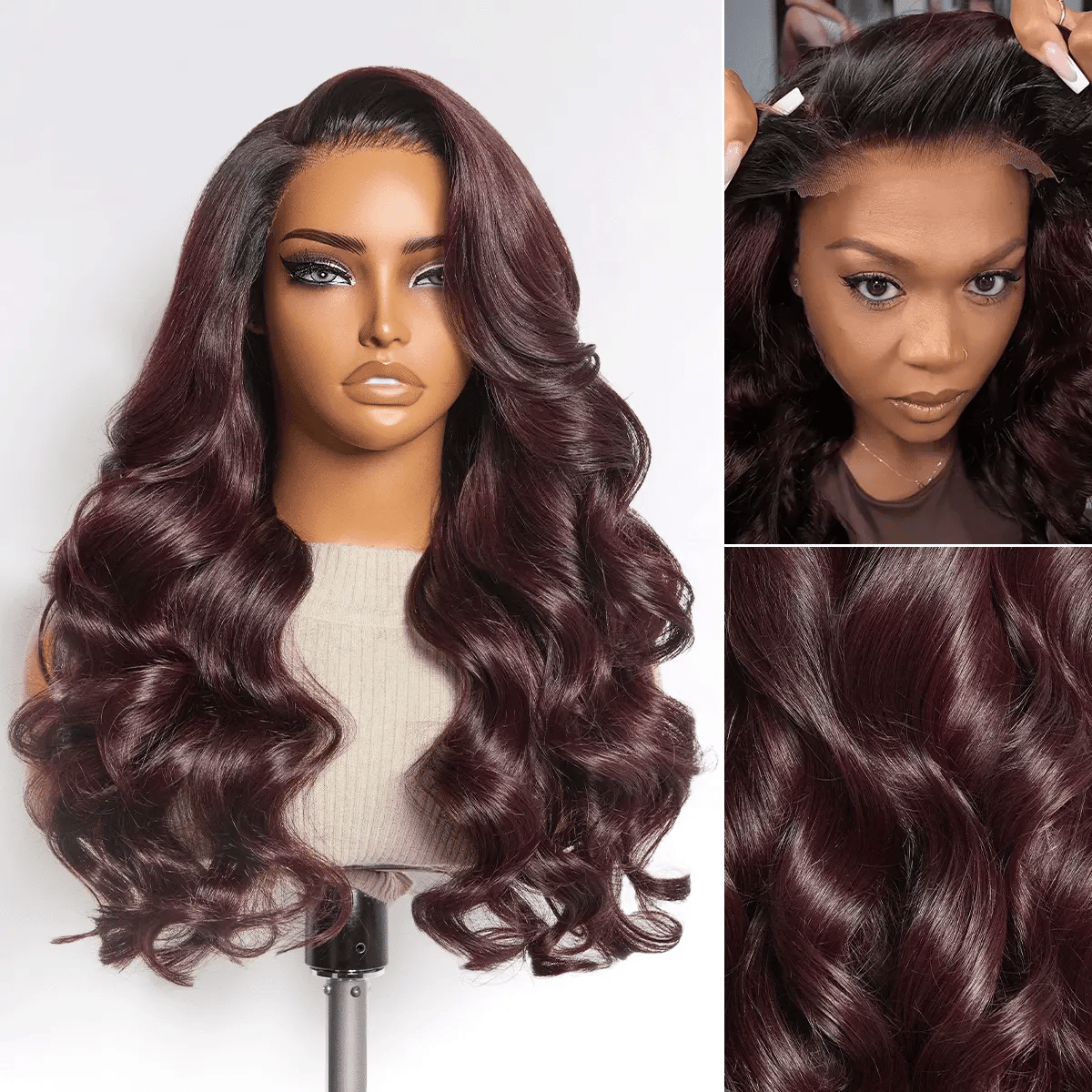Luvme All-Day Comfort Wig 180% Density Rich Dark Plum Loose Body Wave PartingMax Glueless 7x6 Closure HD Lace Wig Pre-Cut Lace