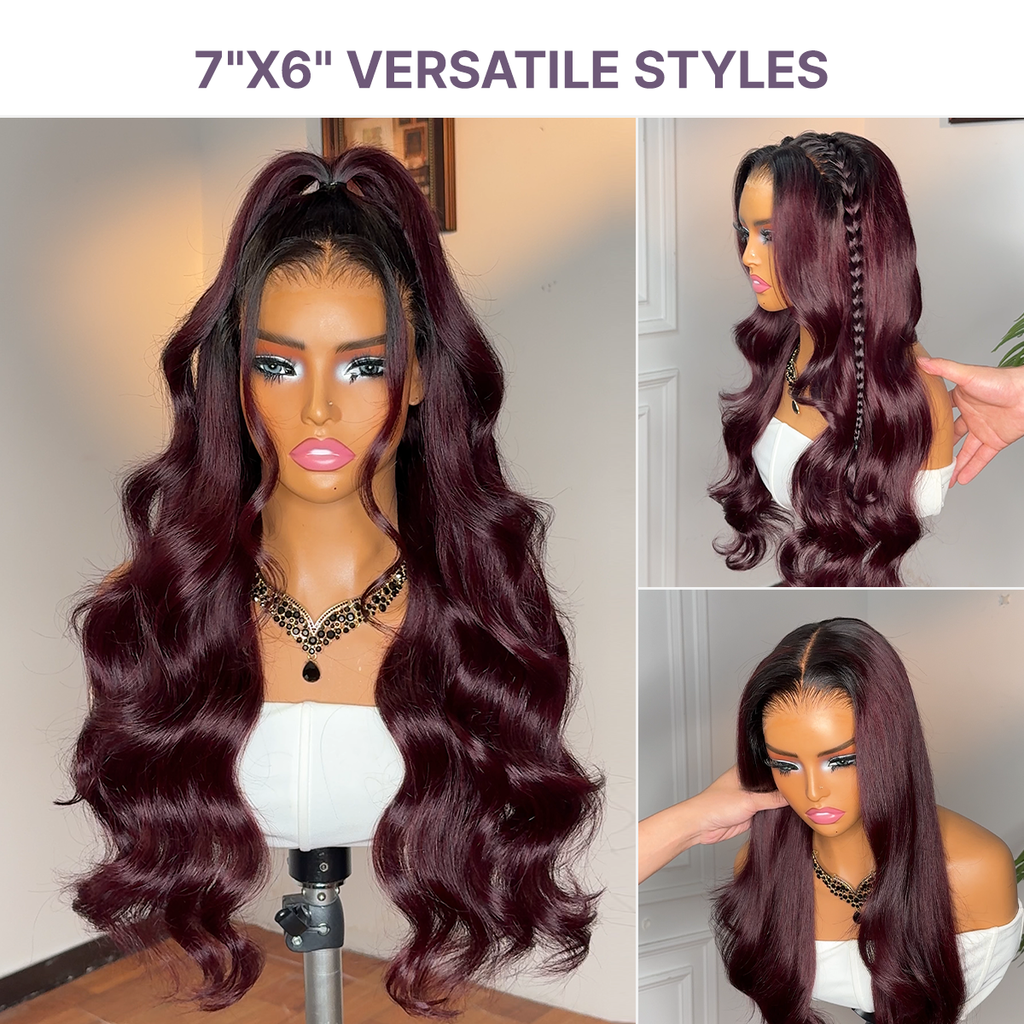 Luvme All-Day Comfort Wig 180% Density Rich Dark Plum Loose Body Wave PartingMax Glueless 7x6 Closure HD Lace Wig Pre-Cut Lace