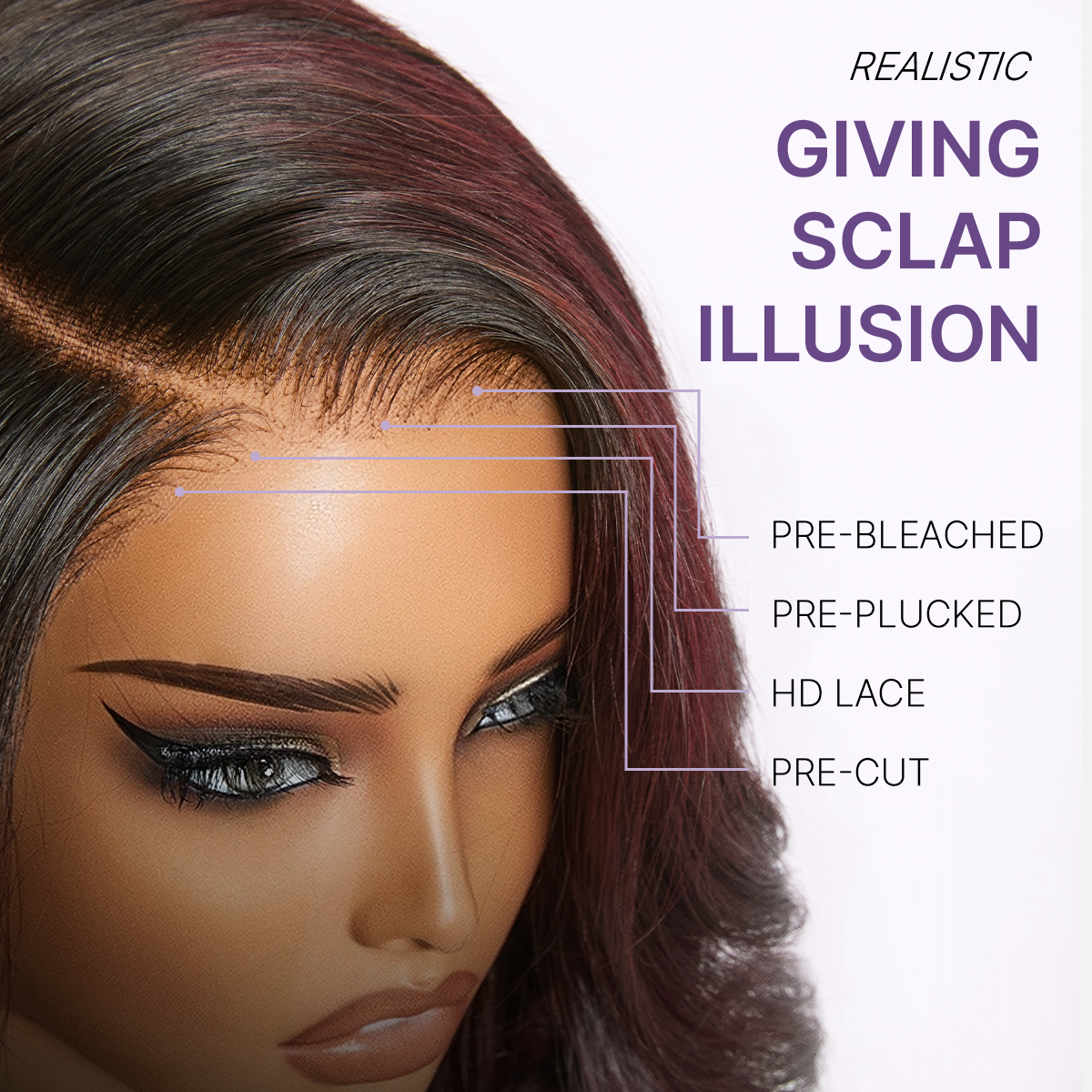 Luvme All-Day Comfort Wig 180% Density Rich Dark Plum Loose Body Wave PartingMax Glueless 7x6 Closure HD Lace Wig Pre-Cut Lace