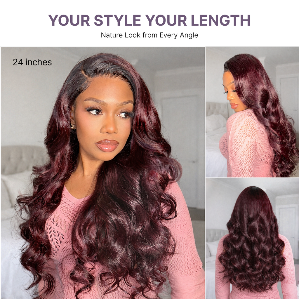 Luvme All-Day Comfort Wig 180% Density Rich Dark Plum Loose Body Wave PartingMax Glueless 7x6 Closure HD Lace Wig Pre-Cut Lace