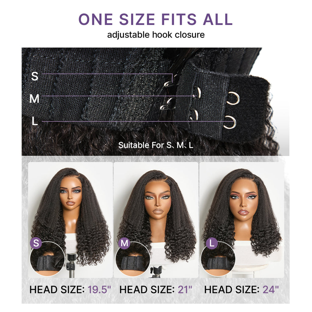 Luvme All-Day Comfort Wig PartingMax Natural Black Kinky Straight to Curly 7x6 Closure HD Lace Glueless Wig Pre Cut Lace