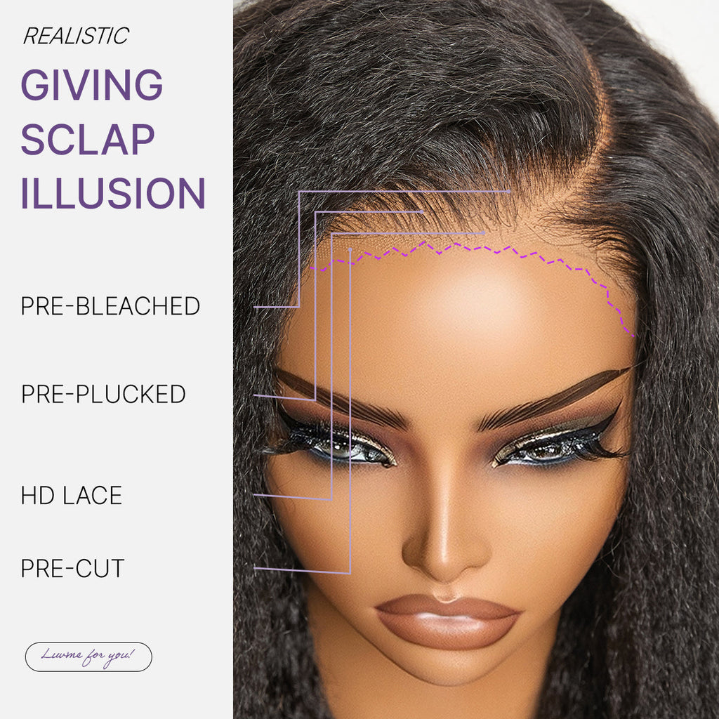 Luvme All-Day Comfort Wig PartingMax Natural Black Kinky Straight to Curly 7x6 Closure HD Lace Glueless Wig Pre Cut Lace