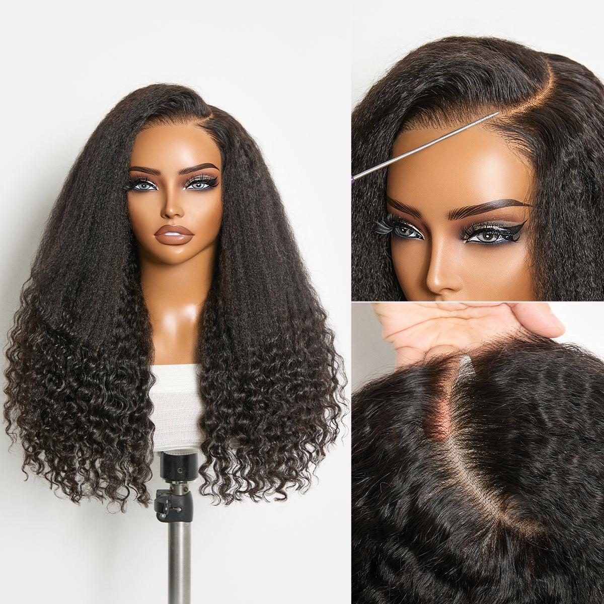 Luvme All-Day Comfort Wig PartingMax Natural Black Kinky Straight to Curly 7x6 Closure HD Lace Glueless Wig Pre Cut Lace