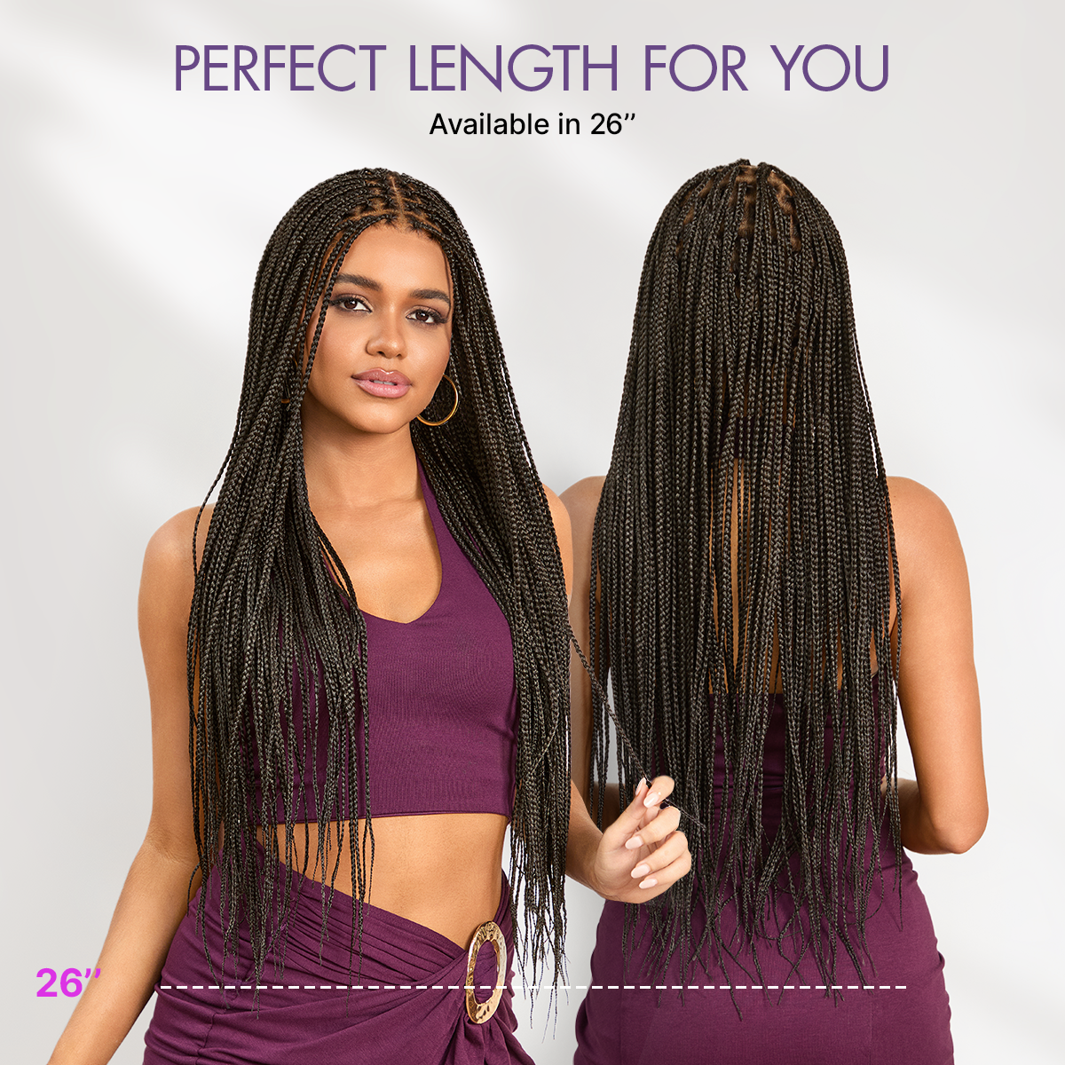 OwnScalp™ Lightweight Salon-Like Braids with a Real Scalp Look Full HD Lace Knotless Box Braided Wig Flexi-Fit Invisi Drawstring Cap - US Only