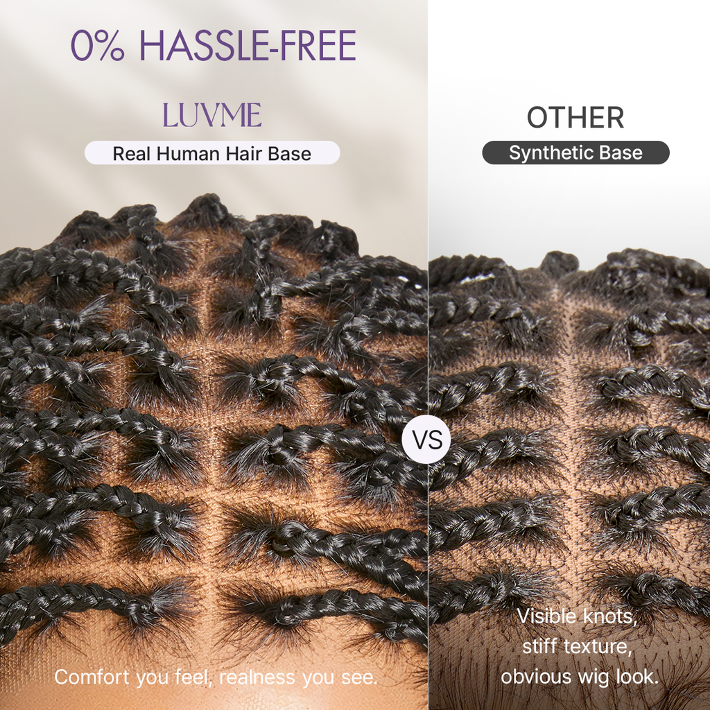 OwnScalp™ Lightweight Salon-Like Braids with a Real Scalp Look Full HD Lace Knotless Box Braided Wig Flexi-Fit Invisi Drawstring Cap - US Only
