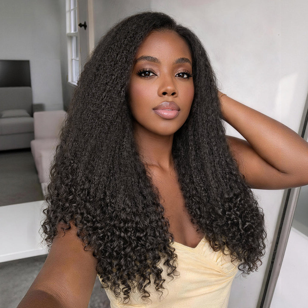 Luvme All-Day Comfort Wig PartingMax Natural Black Kinky Straight to Curly 7x6 Closure HD Lace Glueless Wig Pre Cut Lace
