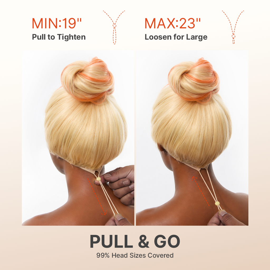 613 Blonde to Ginger Ombre Body Wave Glueless Ear-to-ear 13x4 HD Lace Front Wig Pre-Cut Lace Flexi-Fit Drawstring Cap