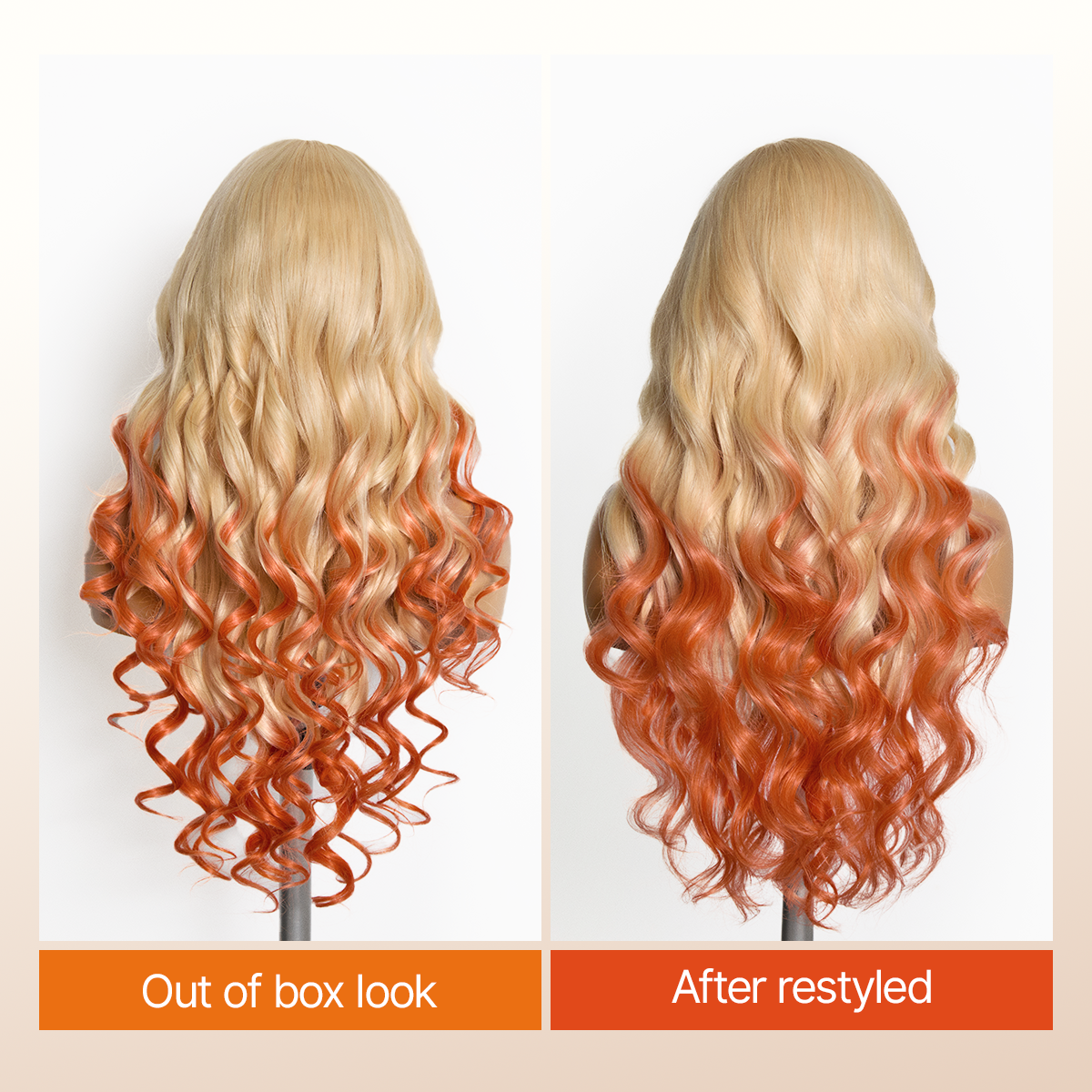 613 Blonde to Ginger Ombre Body Wave Glueless Ear-to-ear 13x4 HD Lace Front Wig Pre-Cut Lace Flexi-Fit Drawstring Cap